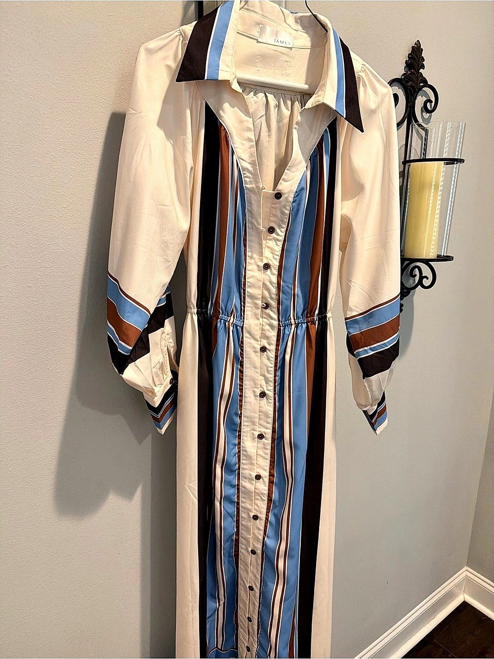 Women's Striped Maxi Dress in Blue & Cream